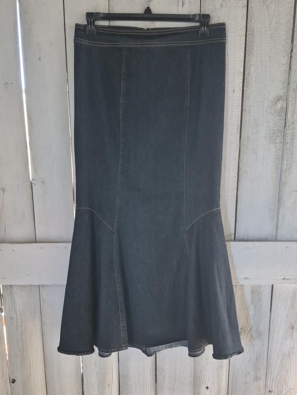 Bisou Bisou Dark Denim Flared Maxi Skirt